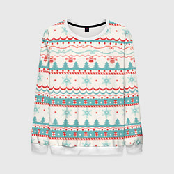 Свитшот мужской Новогодний свитер, но без оленей, цвет: 3D-белый