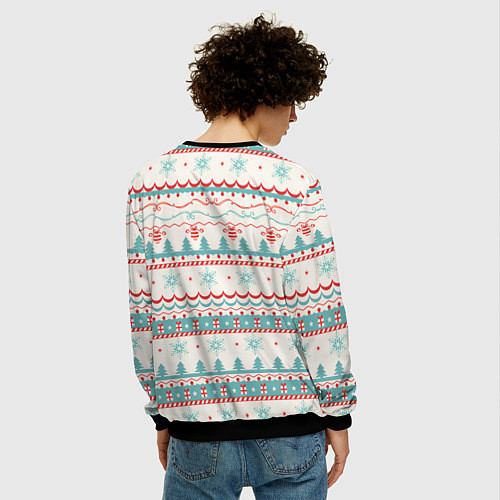 Мужской свитшот Новогодний свитер, но без оленей / 3D-Черный – фото 4