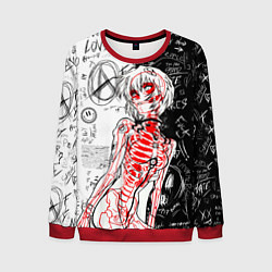 Свитшот мужской Рей Аянами - dead inside mood, цвет: 3D-красный