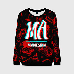 Свитшот мужской Maneskin rock glitch, цвет: 3D-черный