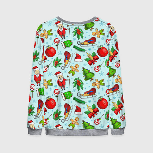 Мужской свитшот Новогодний паттерн / 3D-Меланж – фото 2