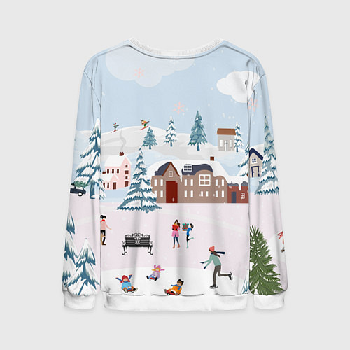 Мужской свитшот Новый год - каникулы / 3D-Белый – фото 2