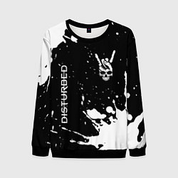 Свитшот мужской Disturbed и рок символ на темном фоне, цвет: 3D-черный