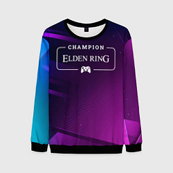 Свитшот мужской Elden Ring gaming champion: рамка с лого и джойсти, цвет: 3D-черный