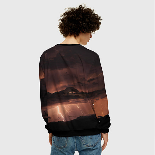 Мужской свитшот Yggdrasil white rune / 3D-Черный – фото 4