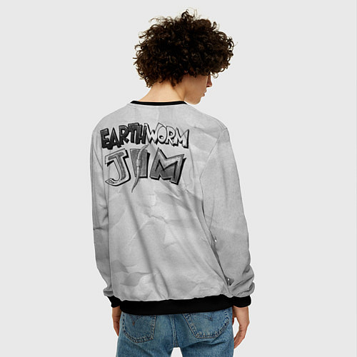 Мужской свитшот Кот зловред - червяк джим / 3D-Черный – фото 4