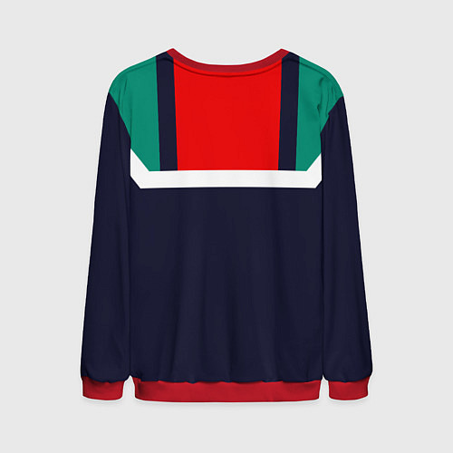 Мужской свитшот FIRM синий с зелеными плечами / 3D-Красный – фото 2