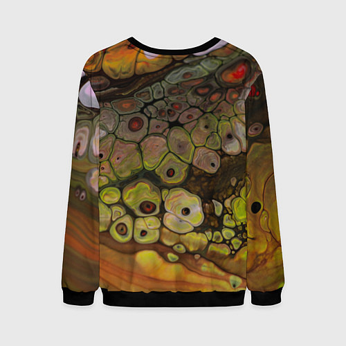Мужской свитшот Оранжевые камни, вода и краски / 3D-Черный – фото 2