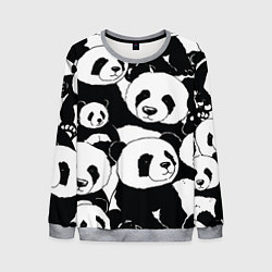 Свитшот мужской С пандами паттерн, цвет: 3D-меланж