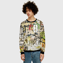 Свитшот мужской Восьмёрка на фоне рваных афиш, цвет: 3D-черный — фото 2