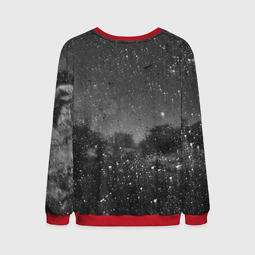 Мужской свитшот Абстрактная тьма и следы белой краски / 3D-Красный – фото 2