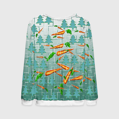 Мужской свитшот Морковка в зимнем лесу / 3D-Белый – фото 2