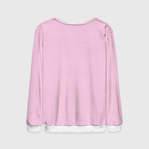 Мужской свитшот Барби - логотип на клетчатом фоне / 3D-Белый – фото 2