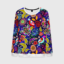 Свитшот мужской Multicolored floral patterns, цвет: 3D-белый