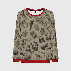 Свитшот мужской Nirvana crash guitar beige, цвет: 3D-красный