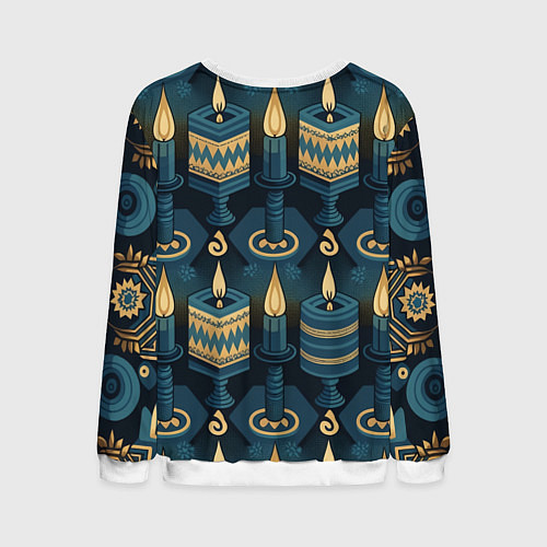 Мужской свитшот Ханука праздник огней / 3D-Белый – фото 2