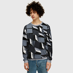 Свитшот мужской Выпирающие кубы - металлическая броня, цвет: 3D-меланж — фото 2