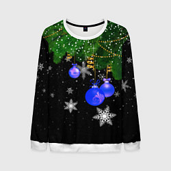 Свитшот мужской Новогодние шарики, цвет: 3D-белый
