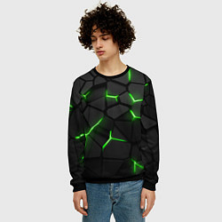 Свитшот мужской Green neon steel, цвет: 3D-черный — фото 2