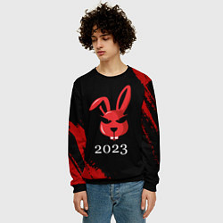 Свитшот мужской Кролик 2023 суровый, цвет: 3D-черный — фото 2