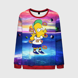 Мужской свитшот Барт Симпсон с пончиками в космическом пространств