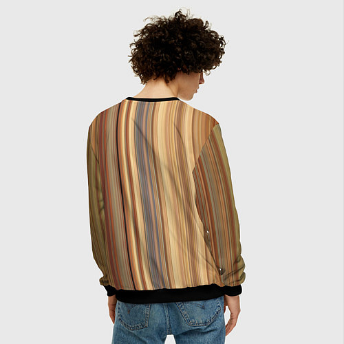 Мужской свитшот Золотистые и серые линии в геометрии / 3D-Черный – фото 4