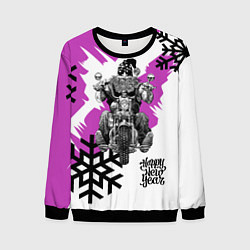 Свитшот мужской New Year: Santa Biker, цвет: 3D-черный