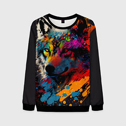 Свитшот мужской Волк, яркие цвета, цвет: 3D-черный