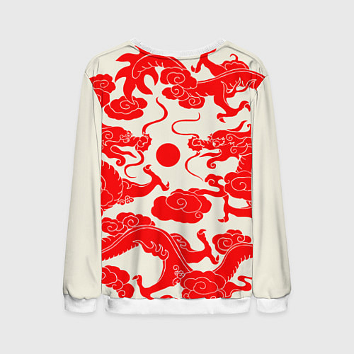 Мужской свитшот Японские красные драконы / 3D-Белый – фото 2