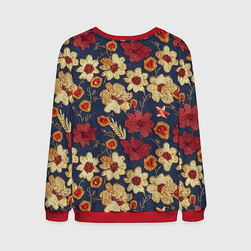 Мужской свитшот Эффект цветочной вышивки / 3D-Красный – фото 2