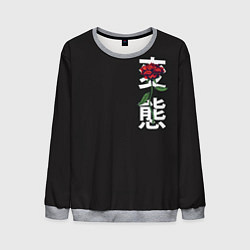 Мужской свитшот Цветы иероглифы череп