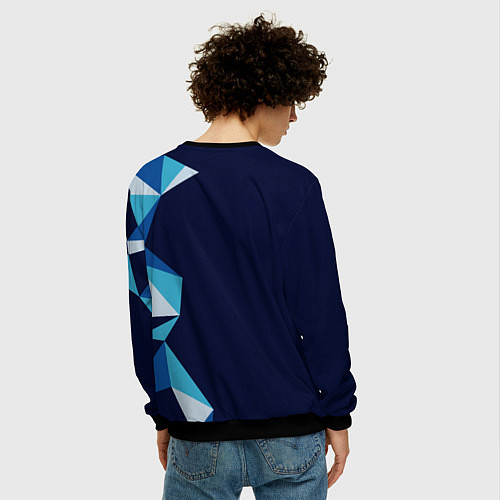 Мужской свитшот Голова синей лисы / 3D-Черный – фото 4