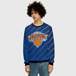 Свитшот мужской Нью-Йорк Никс - НБА, цвет: 3D-черный — фото 2