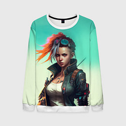 Свитшот мужской Girl art Cyberpunk, цвет: 3D-белый
