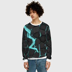 Свитшот мужской Голубой неон, цвет: 3D-белый — фото 2