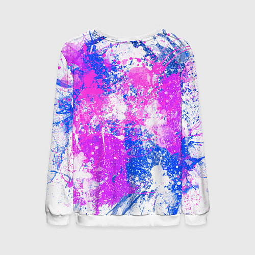 Мужской свитшот Разбрызганная фиолетовая краска - светлый фон / 3D-Белый – фото 2