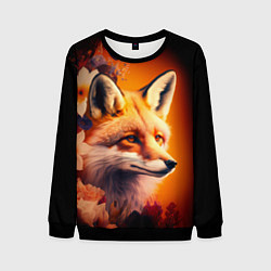Мужской свитшот Огненно рыжая лиса в цветах