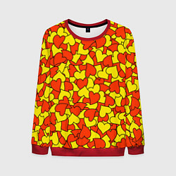Свитшот мужской Красно-желтые сердца, цвет: 3D-красный