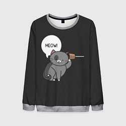 Мужской свитшот Meow - серый кот
