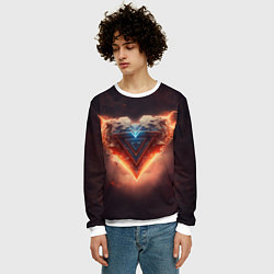 Свитшот мужской Каменное сердце в неоновом красном электрическом с, цвет: 3D-белый — фото 2