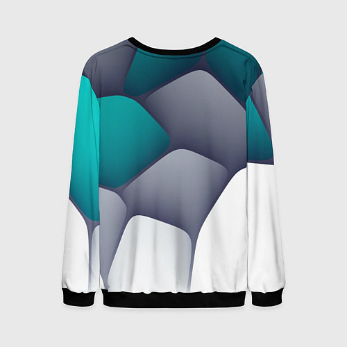 Мужской свитшот Серо-бело-синий каменный паттерн / 3D-Черный – фото 2