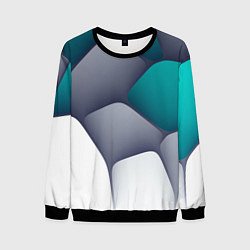 Свитшот мужской Серо-бело-синий каменный паттерн, цвет: 3D-черный