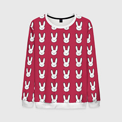 Свитшот мужской Bunny Pattern red, цвет: 3D-белый