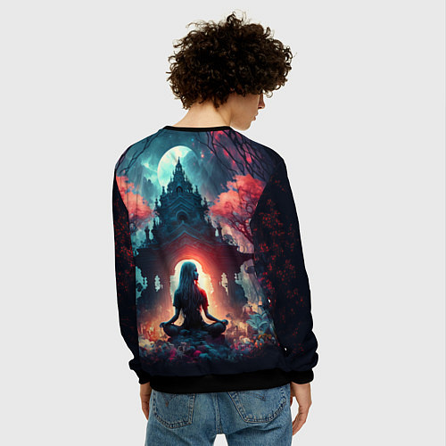 Мужской свитшот Медитирующая девушка / 3D-Черный – фото 4