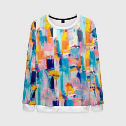 Свитшот мужской Живописные мазки краски, цвет: 3D-белый