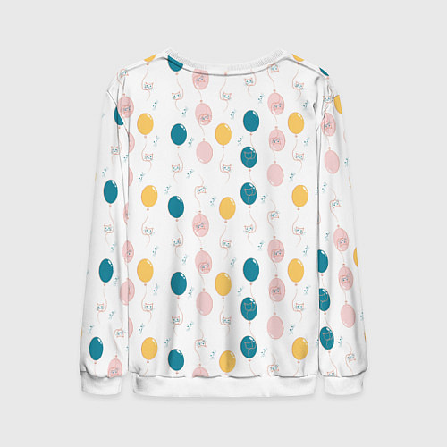Мужской свитшот Узор из воздушных шариков и котов / 3D-Белый – фото 2