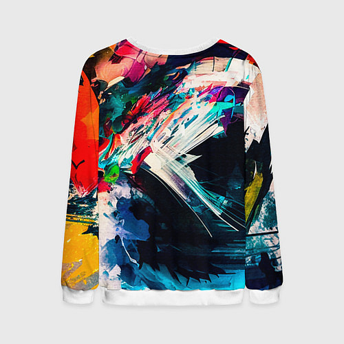Мужской свитшот Разноцветные мазки краски / 3D-Белый – фото 2