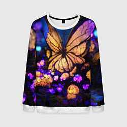 Свитшот мужской Цветок бабочка midjouney, цвет: 3D-белый
