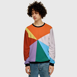 Свитшот мужской Разноцветные пересекающиеся треугольники, цвет: 3D-черный — фото 2