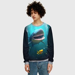 Свитшот мужской Я акула туруру, цвет: 3D-меланж — фото 2